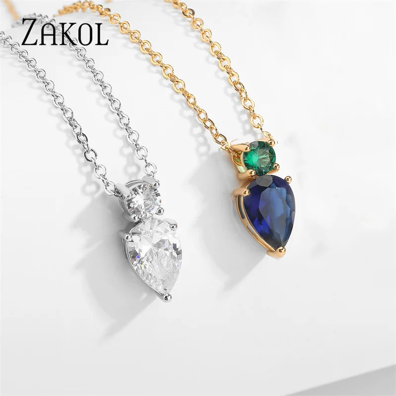 Fashion Geometric Water Drop Pendant Necklaces for Women Girls Elegant Engagement Jewelry NP5117