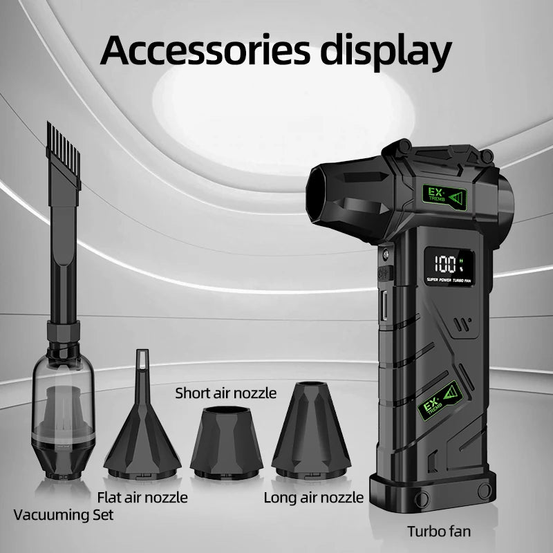 580000 RPM Powerful Violent Fan High-Speed Brushless Motor Air Blower Cordless Vacuum Cleaner Electric Snow Blower Led Lighting
