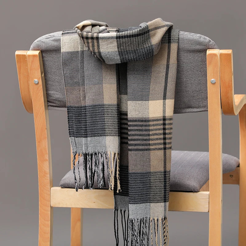Classic lattice men soft shawl plaid scarves shawl wraps shawl neckerchief headband muffler