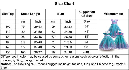 Mermaid Princess Cosplay Dress for Girls Carnival Birthday Party Costume