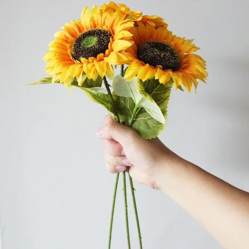 1/3/5pc Sunflower Artificial Flowers Bouquet Realistic Outdoor Garden Autumn Decoration Home Floral Arrangement Wedding Decor