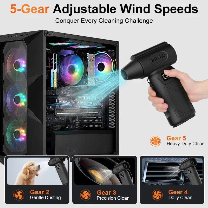 Mini pocket fan, 580,000 RPM turbo hair dryer, portable cordless vacuum cleaner, snow blower, multi-functional cleaning tools