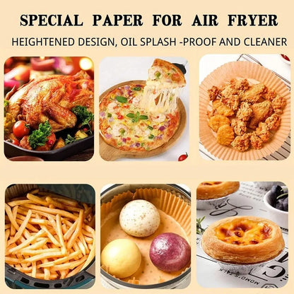 100/50pcs Disposable Lines Air Fryer Paper Non-Stick Oil Airfryer Baking Papers Round Cooking Trays Mats Kitchen Accessories