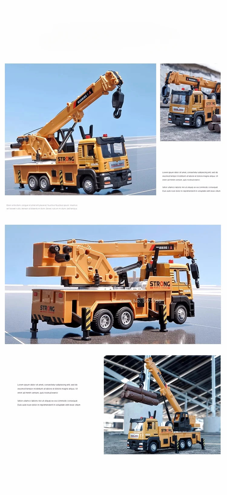 1/32 Crane Truck Alloy Car Model Diecast Metal Toy Simulation Engineering Vehicles with Sound and Light Model