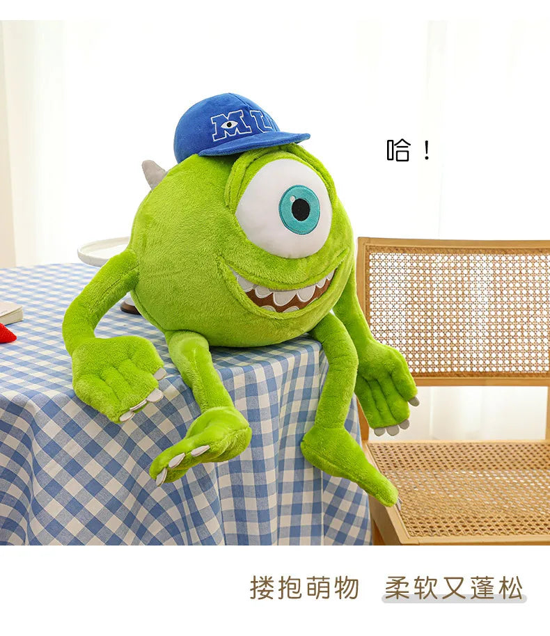 Kawaii Mike Plush Toy Big Eye Monster with Hat Cute Stuffed Doll for Kids Birthday Xmas Gift Soft Pillow Toy for Boys and Girls