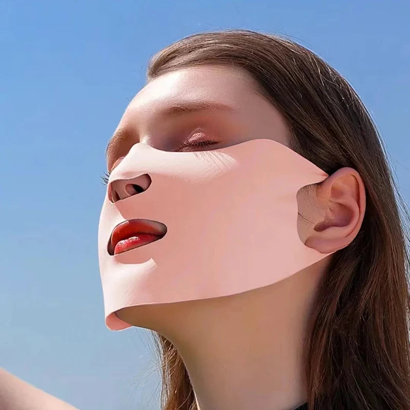 Ice Silk Sunscreen Mask Female Breathable Thin Section Hanging Ear Type Sports Sunshade