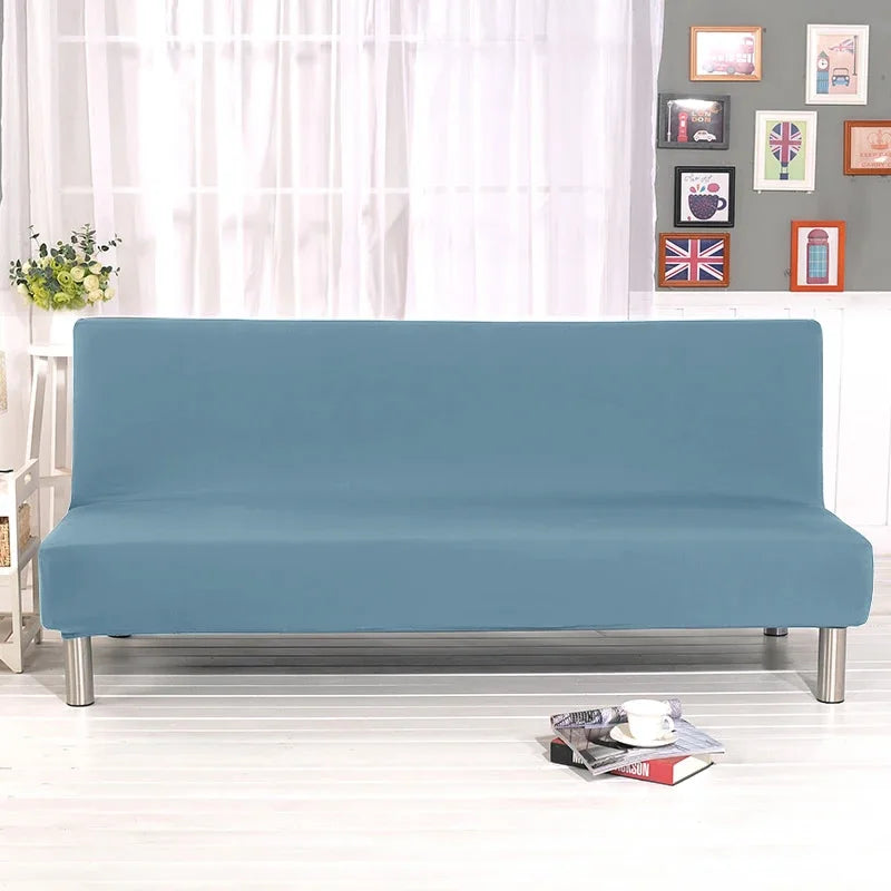 Armless Sofa Covers Elastic Solid Color Sofa Bed Cover Folding Seat Slipcover Dust-proof Stretch Couch Protector for Living Room