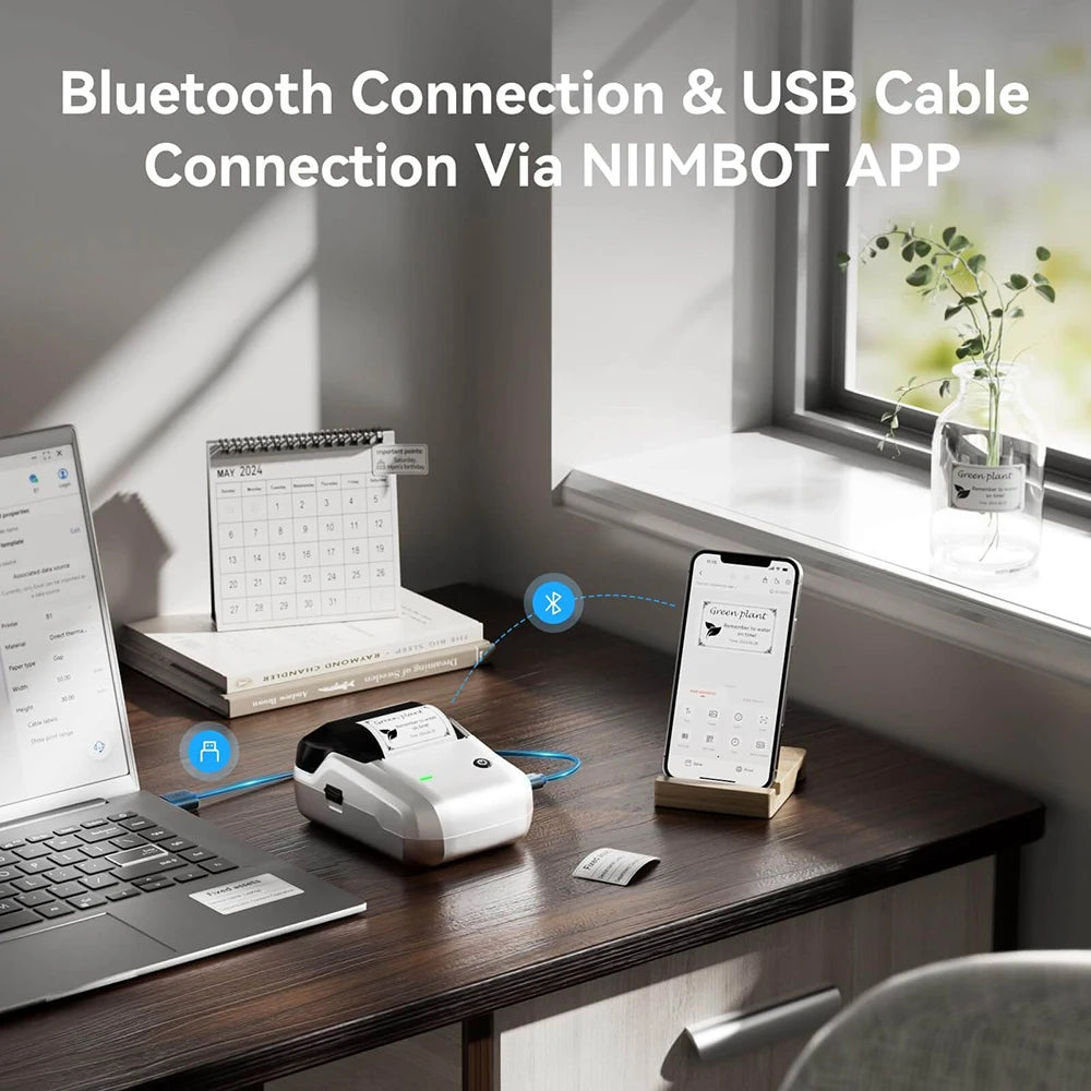 B1 Portable Thermal Label Printer 2 Inch, Bluetooth Mini Sticker Maker, Wireless Inkless Label Printer for Smartphone & PC