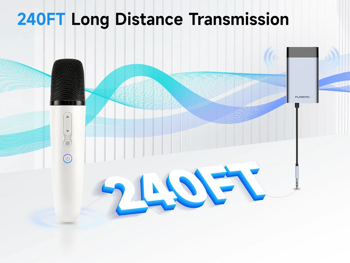 Tesla Microphone with Case, Rechargeable Bluetooth Microphone Wireless with 3.5mm Aux Jack Receiver, Car Karaoke Mic with Bag