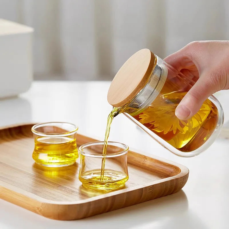 220ml Heat Resistant Double Layer Glass Teapot Kungfu Tea Maker Pot ChaHai Tea Ceremony Fair Cup Tea Dispenser Teaware