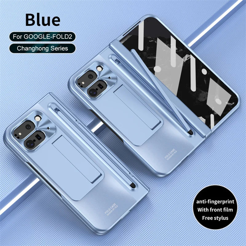 Electroplated Frosted lens Protection Tempered Glass Film Phone Case for Google Pixel 9 Pro Folding Hinge Phone Case