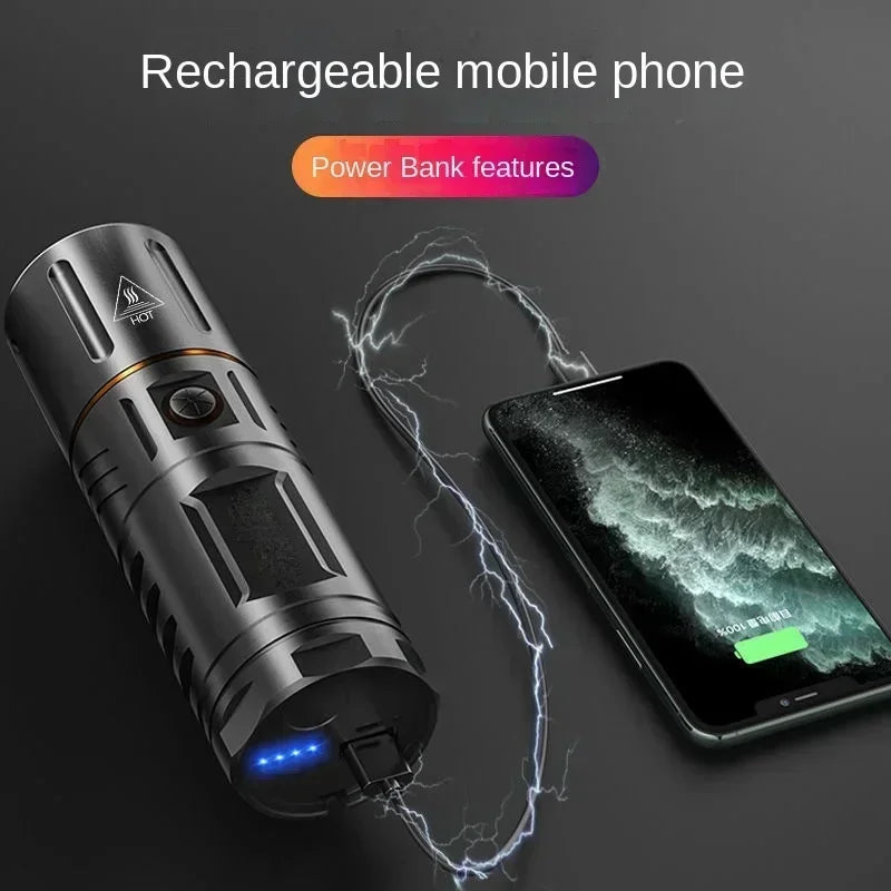 T40 High Power LED Flashlight Rechargeable Zoom Torch with Power Bank 3×18650 Battery Ultra Bright