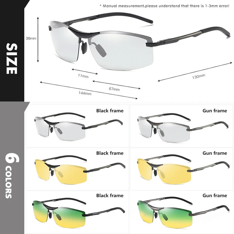 Photochromic Driving Sunglasses Men Polarized Anti-glare Chameleon Glasses