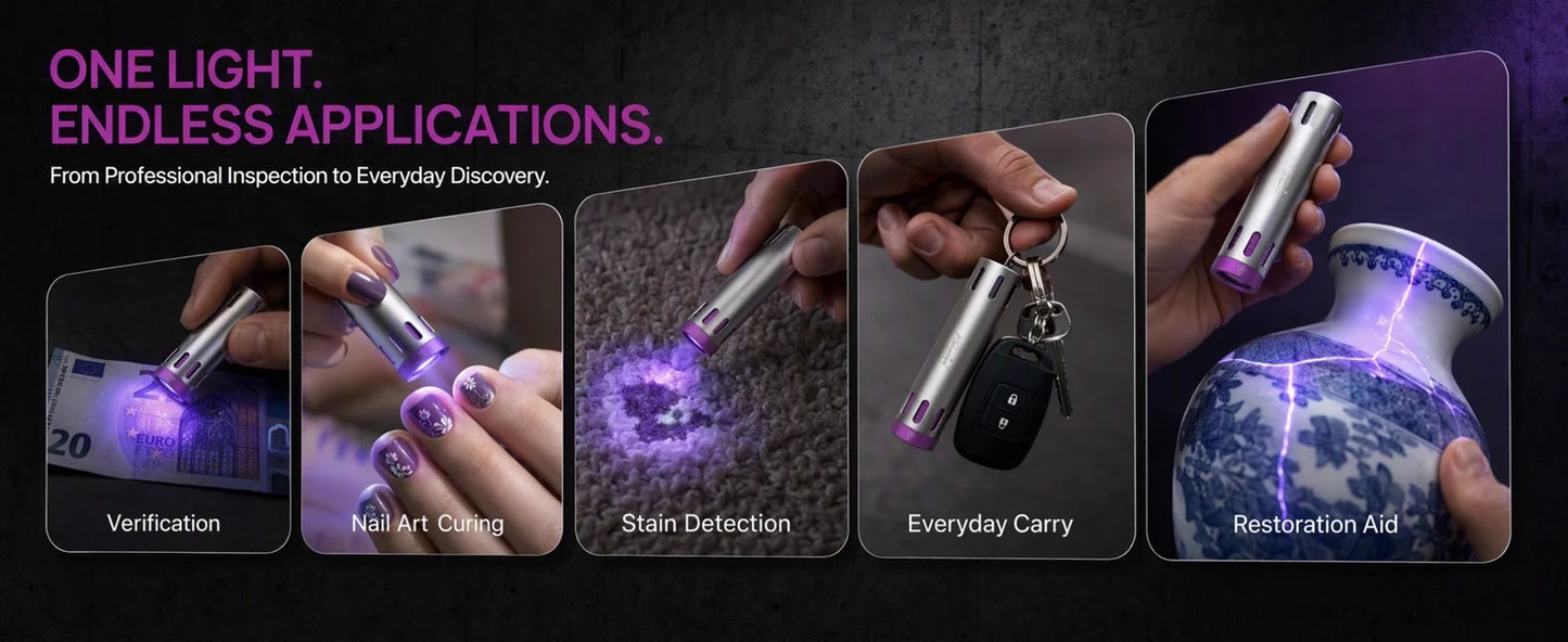 10W 365nm Dual Core UV Rechargeable Blacklight Flashlight