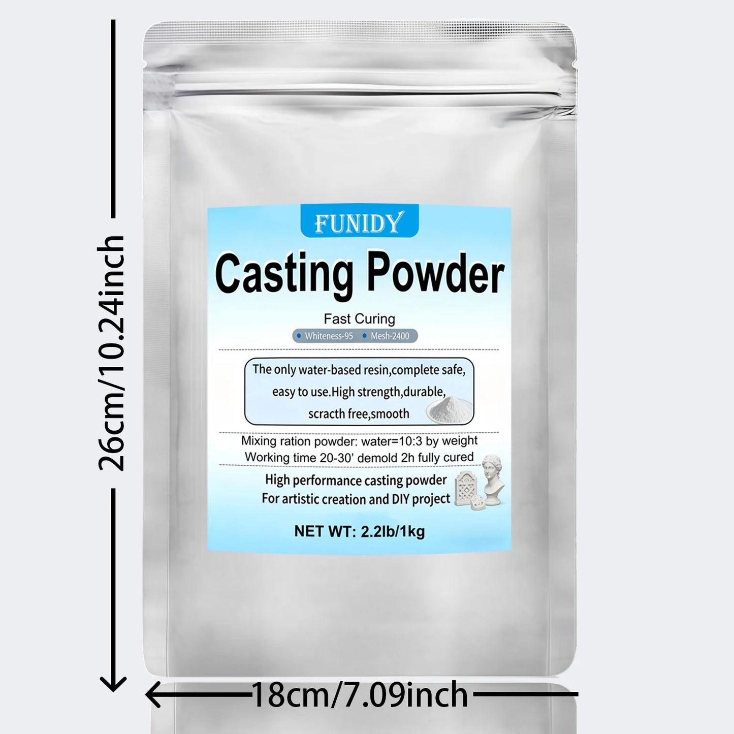 Resin Casting Powder 1000g/2000g/3000g – Fast Demold 20–30 Min, Self-Leveling Plaster for Craft Casting