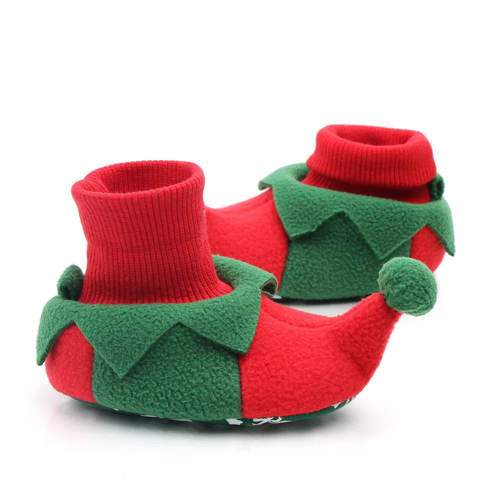 Shoes for Winter Christmas  Shoes Cute Santa for Boys and Girls 11CM/12CM/13CM 0-12 Months Warm Lining Inside Soft