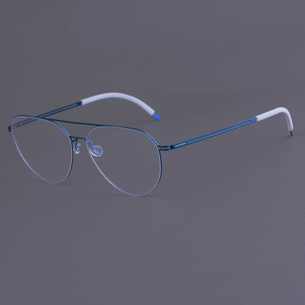 Oversized Pilot Titanium Double Bridge Screwless Eyeglasses Frame