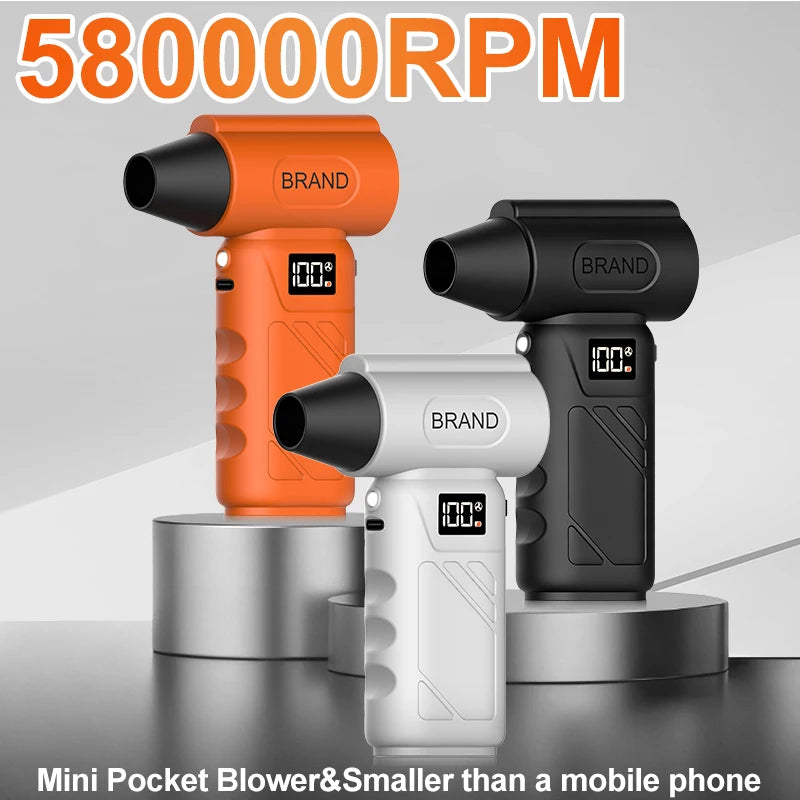 Mini pocket fan, 580,000 RPM turbo hair dryer, portable cordless vacuum cleaner, snow blower, multi-functional cleaning tools
