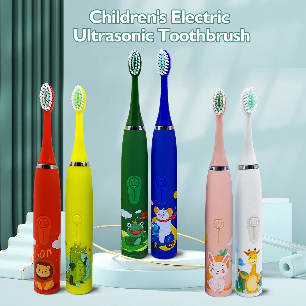 For  Electric Toothbrush Cartoon Pattern with Replace The Toothbrush Head Ultrasonic Electric Toothbrush