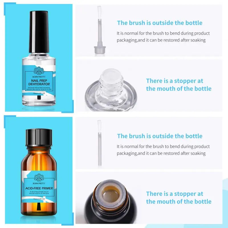 15ml Nail Primer Nail Prep Dehydrate Base Top Coat Gel Nail Polish No Need Of UV LED Lamp Nail Art Varnish Manicure