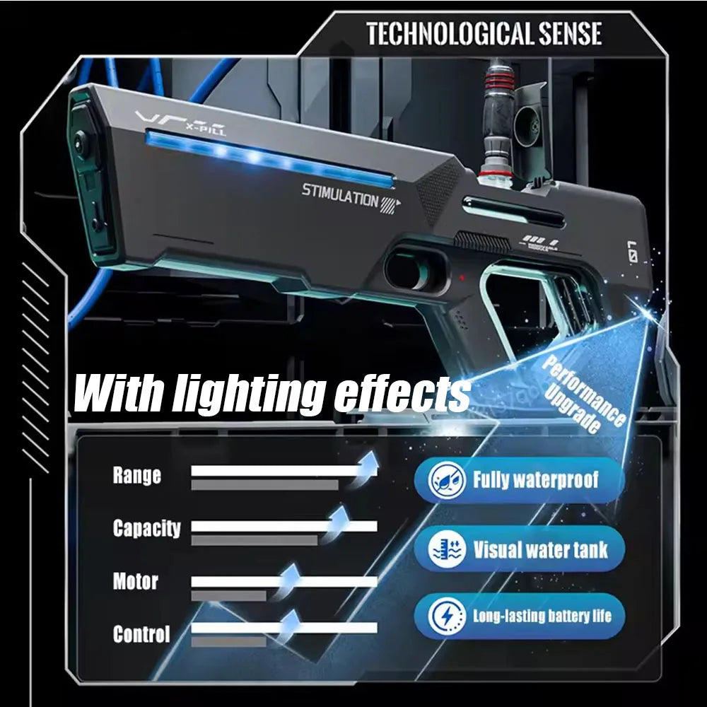 Electric Water Gun with Automatic Water Absorption – Powerful Long-Range Water Blaster for Summer Outdoor Beach Play