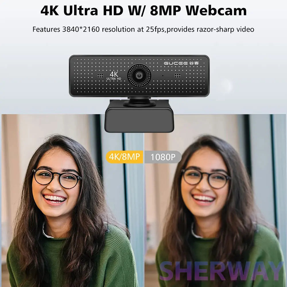 4K Webcam for PC UHD Autofocus Streaming Web Cam with Mics Plug and Play USB Computer Video Camera for Online Teaching/Meeting