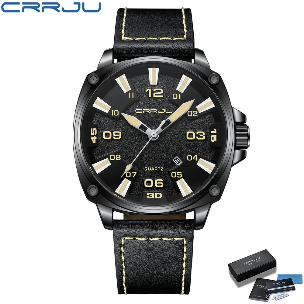 Simple Fashion Thin Date Wristwatches Male Luxury Design Breathable Leather Watches Men's Quartz Clock