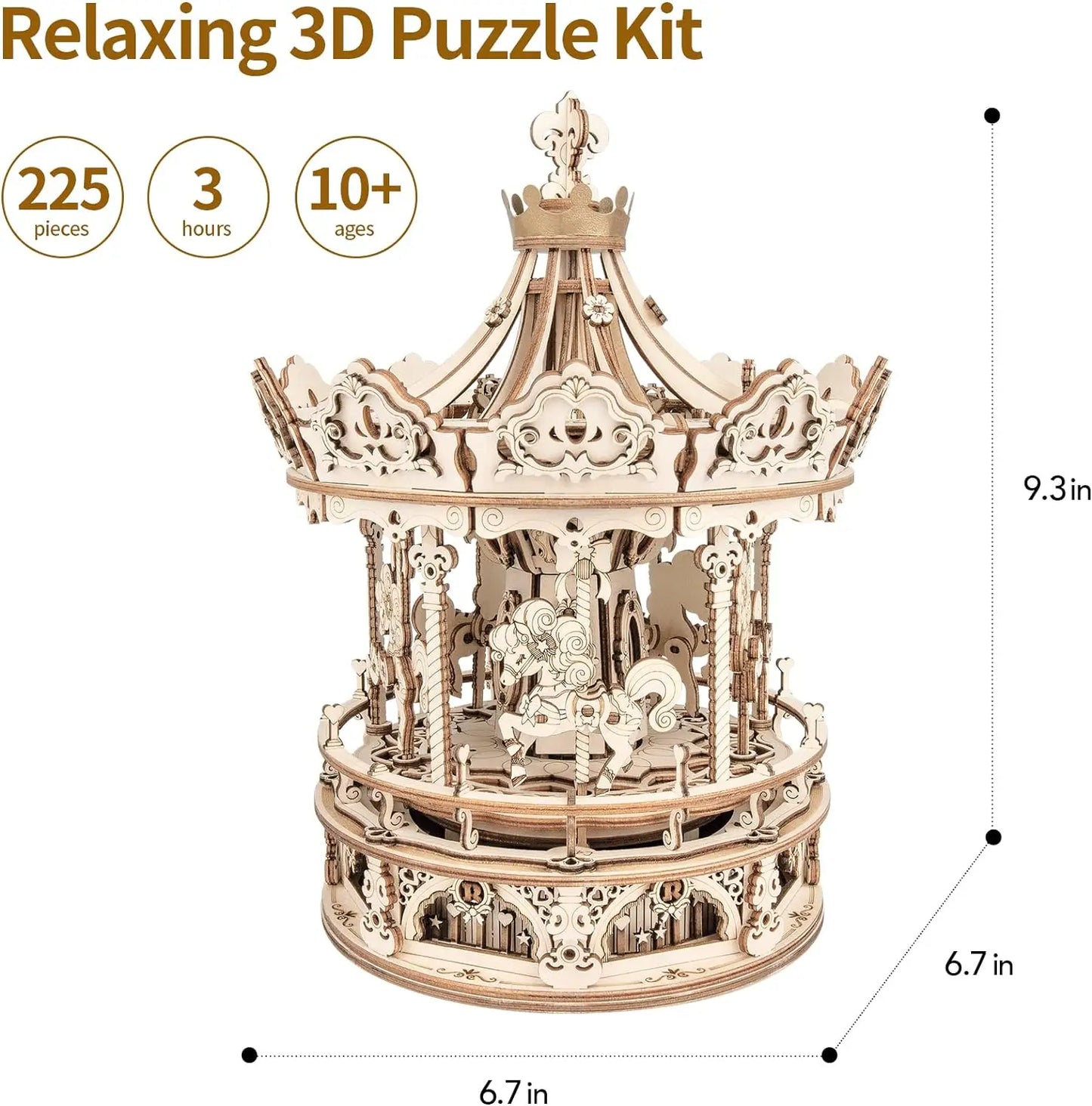 3D Wooden Puzzles Model Kit Rotating Starry Night Kit Romantic Carousel kit Secret Garden kit Control Tower