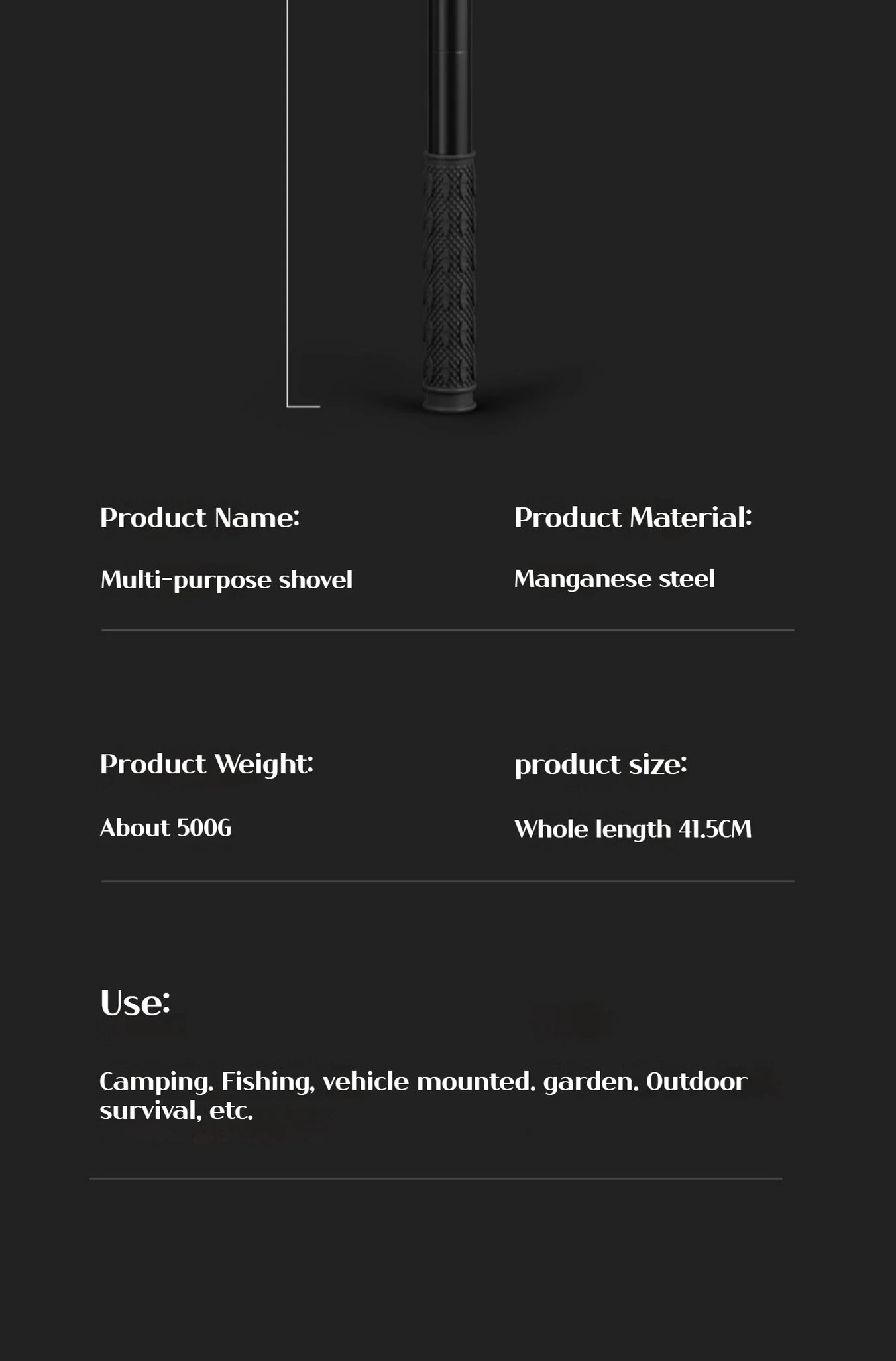 1pc Multifunctional Tactical Folding Shovel Survival Spade Saw Pickaxe Collapsible Engineer Shovel Stainless Steel