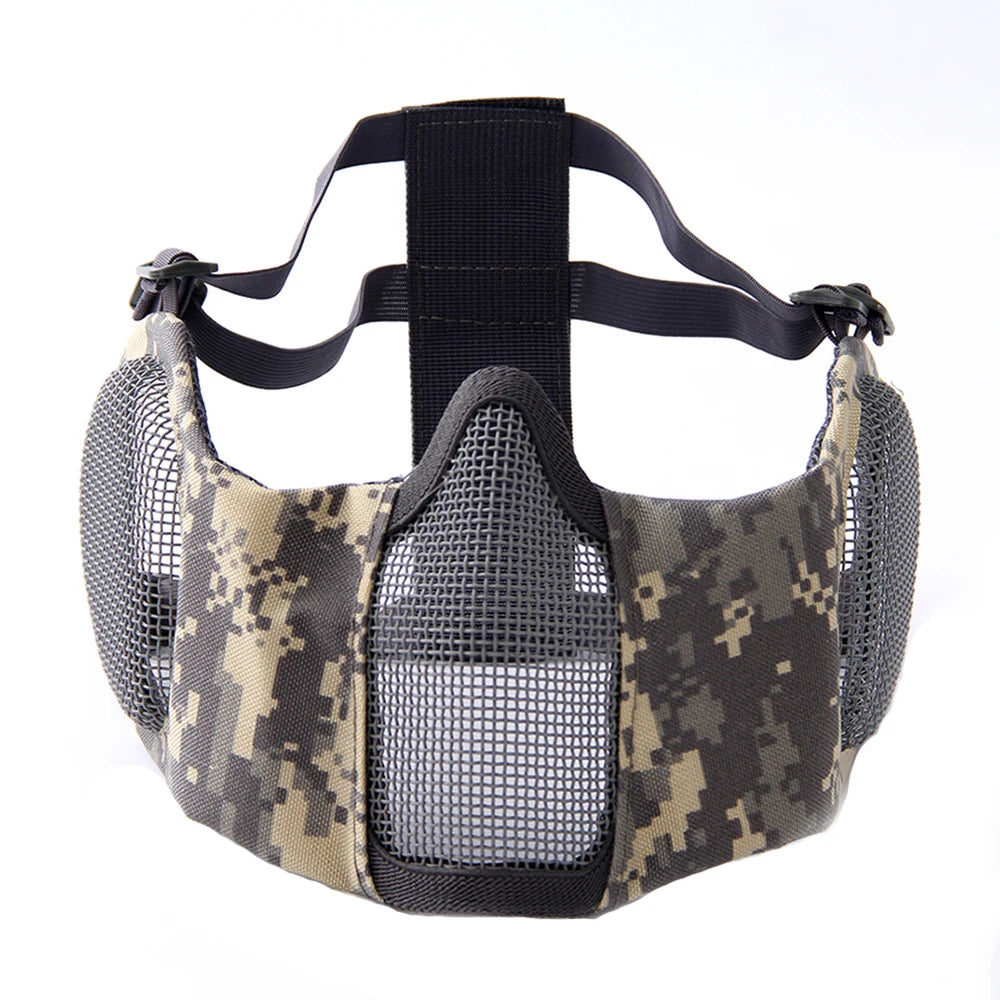Tactical Airsoft Masks Metal Steel Net Mesh Protect Ears Mask Field Hunting Outdoor War Games Tactical Shooting Paintball Mask