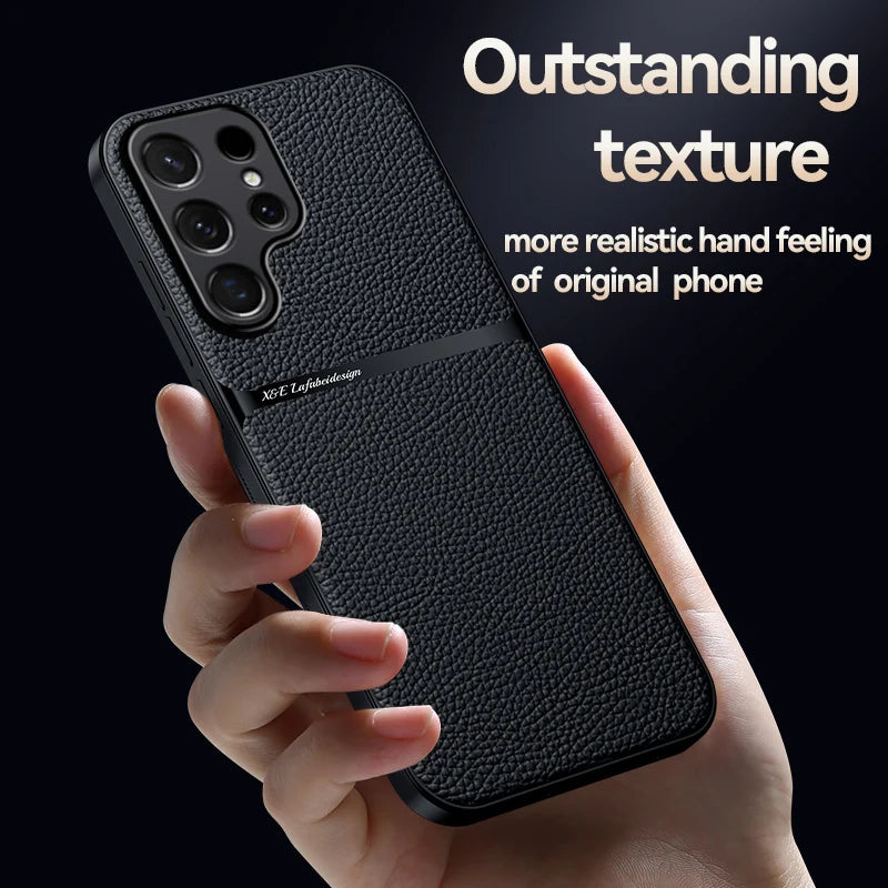 Car Holder Leather Shockproof Phone Case For Samsung S25 Ultra S23 S24 Ultra Plus Cover