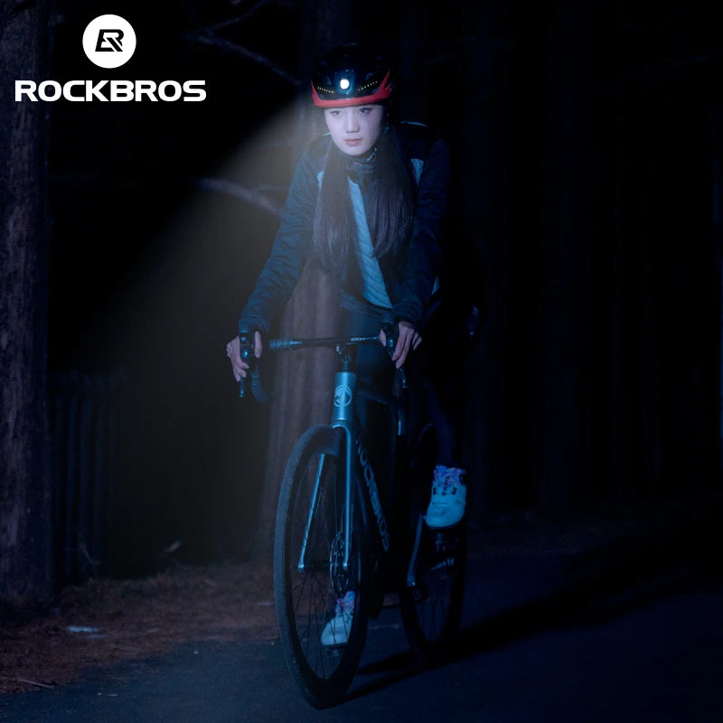 Bicycle Light Helmet Type-C Rechargeable Front + Rear Light Warning Bike Helmet Head MTB Road Cycling Helmet