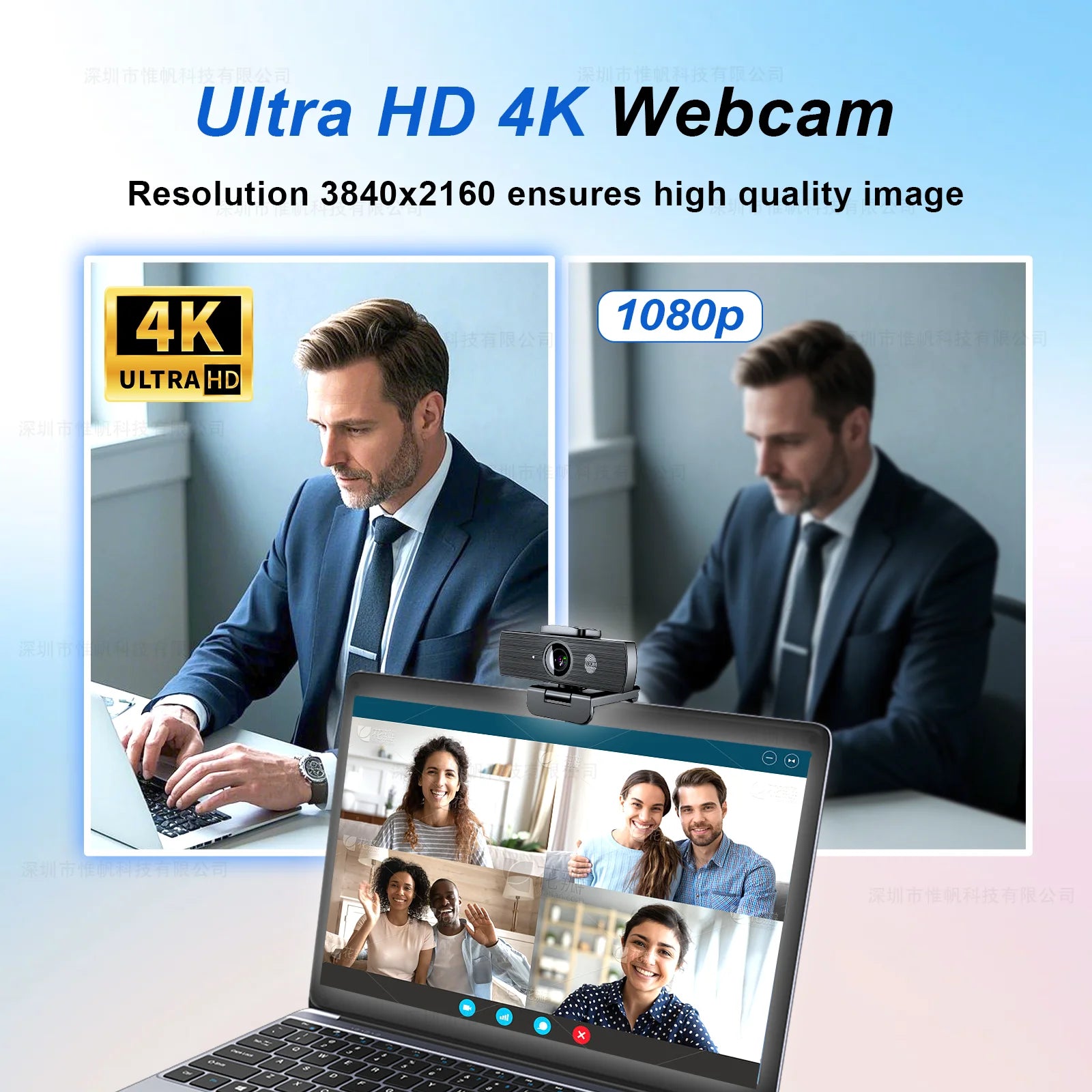 4K Webcam Mini Camera for Pc Autofocus megnetic Privacy Cover Dual Microphone for Live Streaming Online Class Video Conference