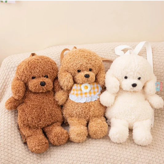 Cute Teddy Dog Plush Backpack Soft Shoulder Bag