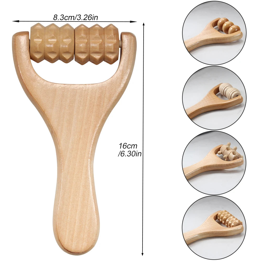 Massage Roller Tool Waist, Thigh, Leg, Hands, Full Body Massager Maderotherapy Pure Pear Wood Lightweight, Natural Muscle Roller