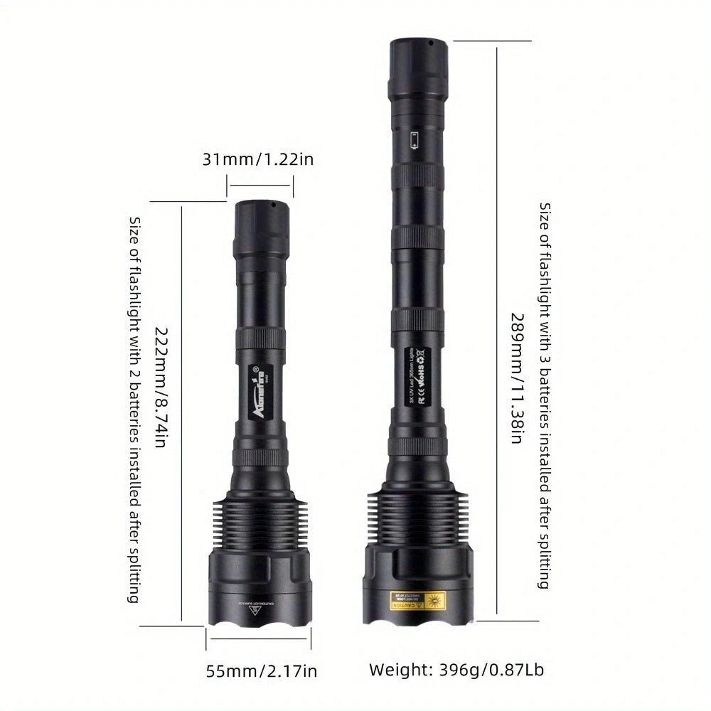 60W 365nm 395nm UV LED Blacklight Flashlight