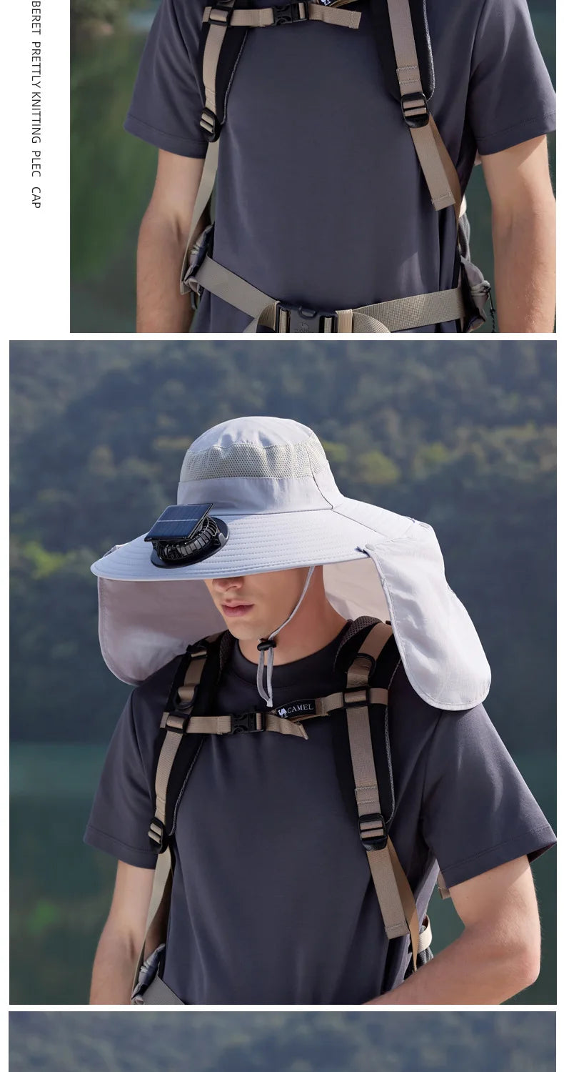 Wide Brim Solar Fan Outdoor Sun Hat