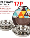 17PCS 22PCS Set Camping Stainless Steel Dinner Dish Durable Outdoor Cooking Picnic Tableware Soup Bowl Trip