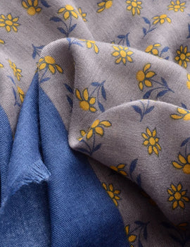 Women's Scarf Cotton Hemp Hand Feel Korean Edition Navy Blue Small Fragmented Flower Long Thermal Scarf Viscose Hugs And Shawls