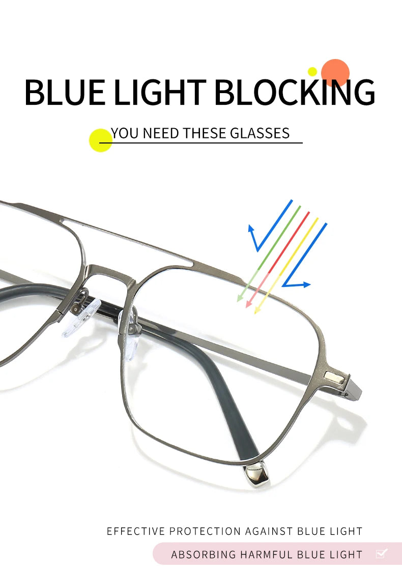 Titanium 3 In 1 Magnetic Clip On Polarized Sunglasses UV400 Optical Computer Glasses for Men Women