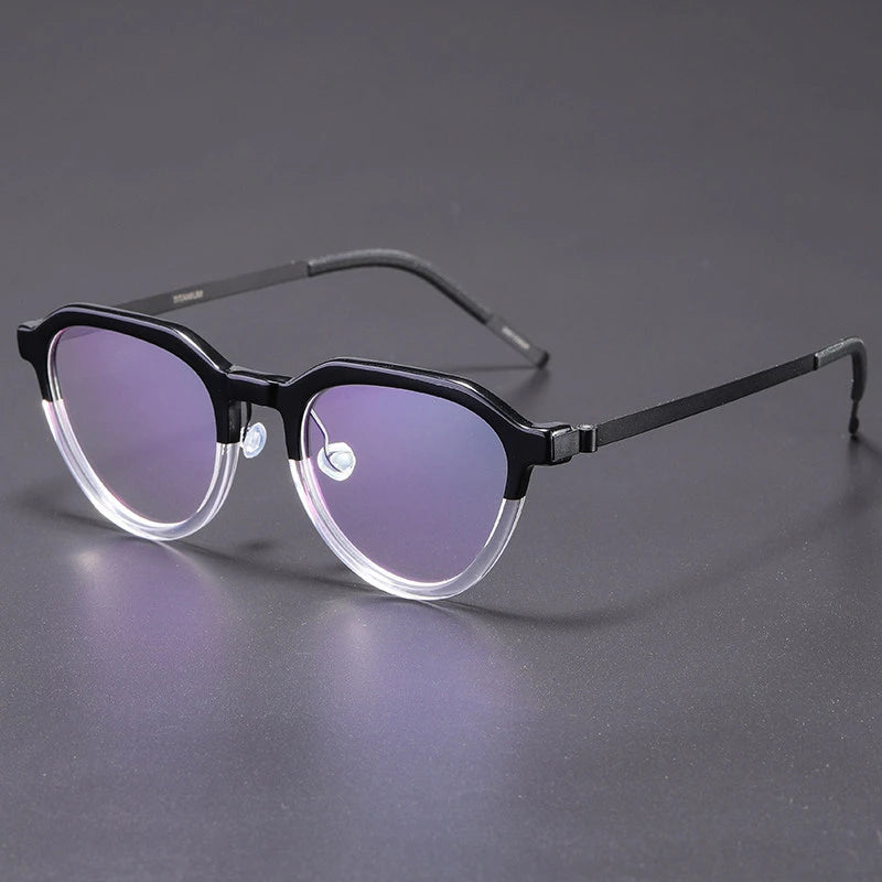 Vintage Polygon Titanium Acetate Screwless Eyeglasses Frame