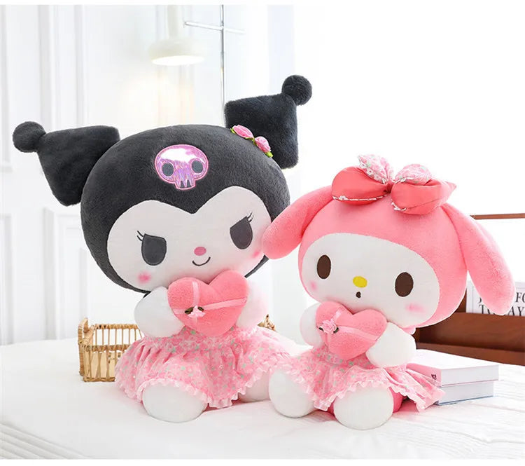 Kawaii Hello Kitty Plush Toy Cute Filled Doll for Kids Birthday Gift Lovely My Melody Kuromi Floral Stuffed Animal Soft Large