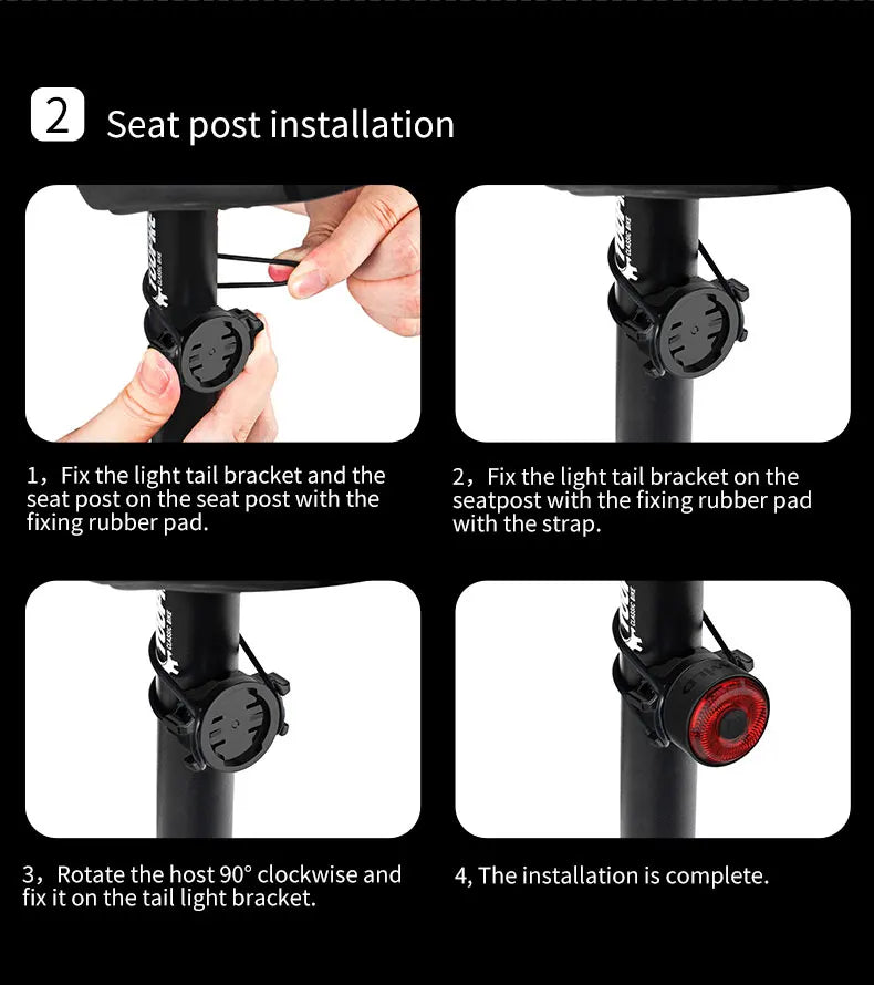Bicycle Smart Auto Brake Sensing Light Type C Charging LED Cycling Taillight Bike Rear Light Warn Bicycle Taillight