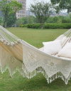 Premium Cotton Canvas Hammock with Woven Tassels for Home, Bedroom, Patio, Porch, Yard, Beach 2 Person Bohemia Style