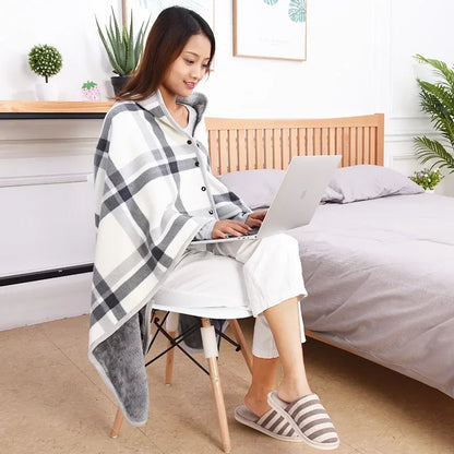 Warm Winter Cloak Shawl Blanket Button Flannel Thickened Wearable Moisture Absorption Heat Cape Cover Office Nap Shawl Cover