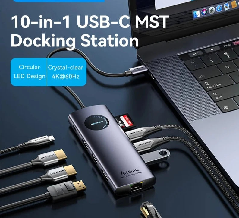 USB C HUB to HDMI DisplayPort USB 3.0 Adapter 9/10 in 1 USB Type C HUB Dock for MacBook Pro Air PD RJ45 SD Card Reader