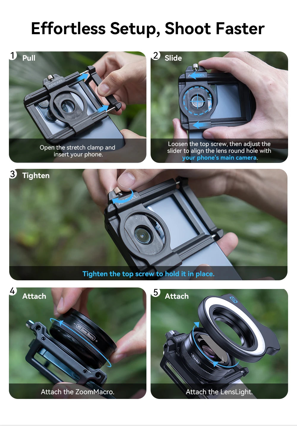 10X to 20X Zoom Macro Smartphone Lens with Fill Light