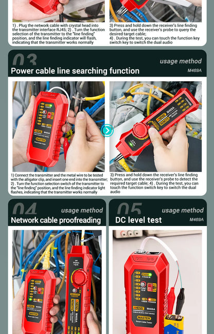 Smart Network Cable Tester RJ45 RJ11 LAN Cable Tester Finder Wire Tracker Receiver Network Repair Electrical Tool