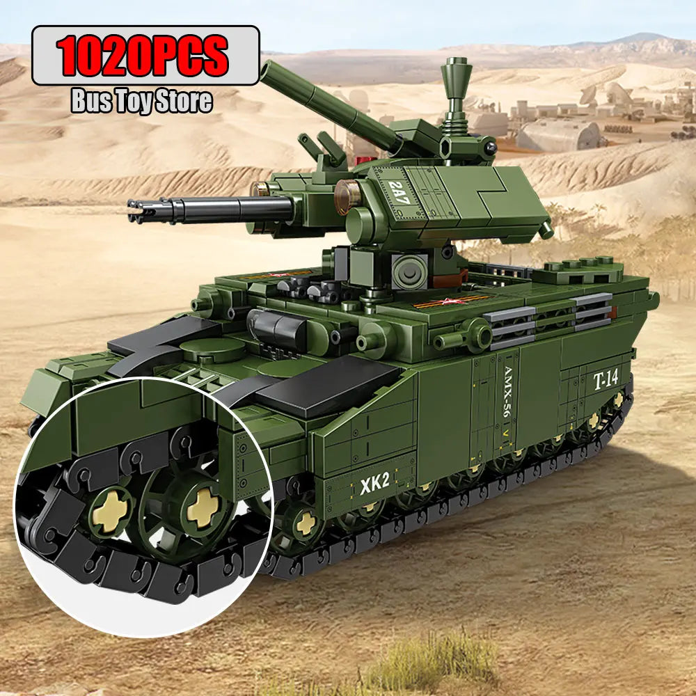 BMPT Terminator Tank KV-2 T-34 Tiger I WW2 Military Classic Model Building Blocks Bricks Boy  Toys for Christmas Gifts