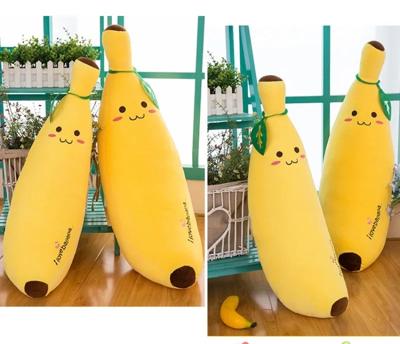Cute Long Strip Banana Stuffed Body Pillow Cartoon Expression Plush Cushion Sofa Bedroom Bananas Throw Pillow Home Decoration